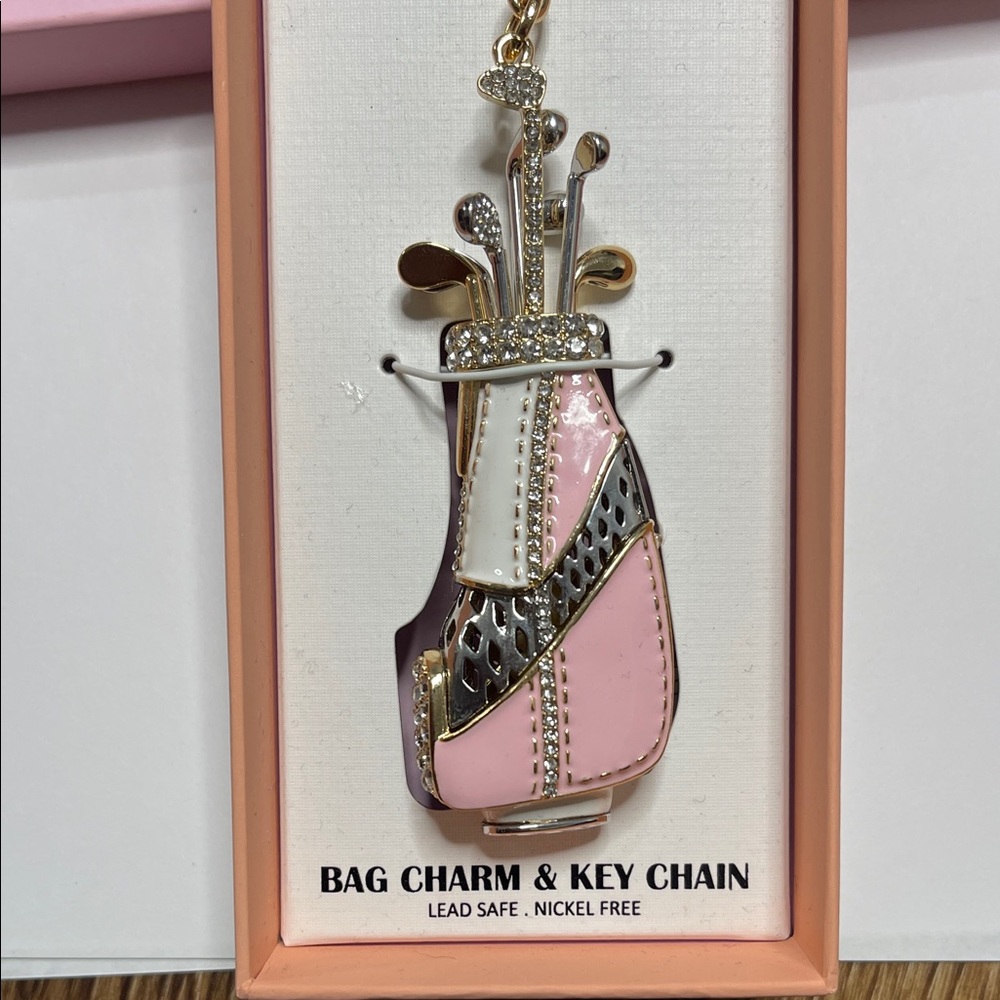 Pink and Gold Bag Charm & Key Chain